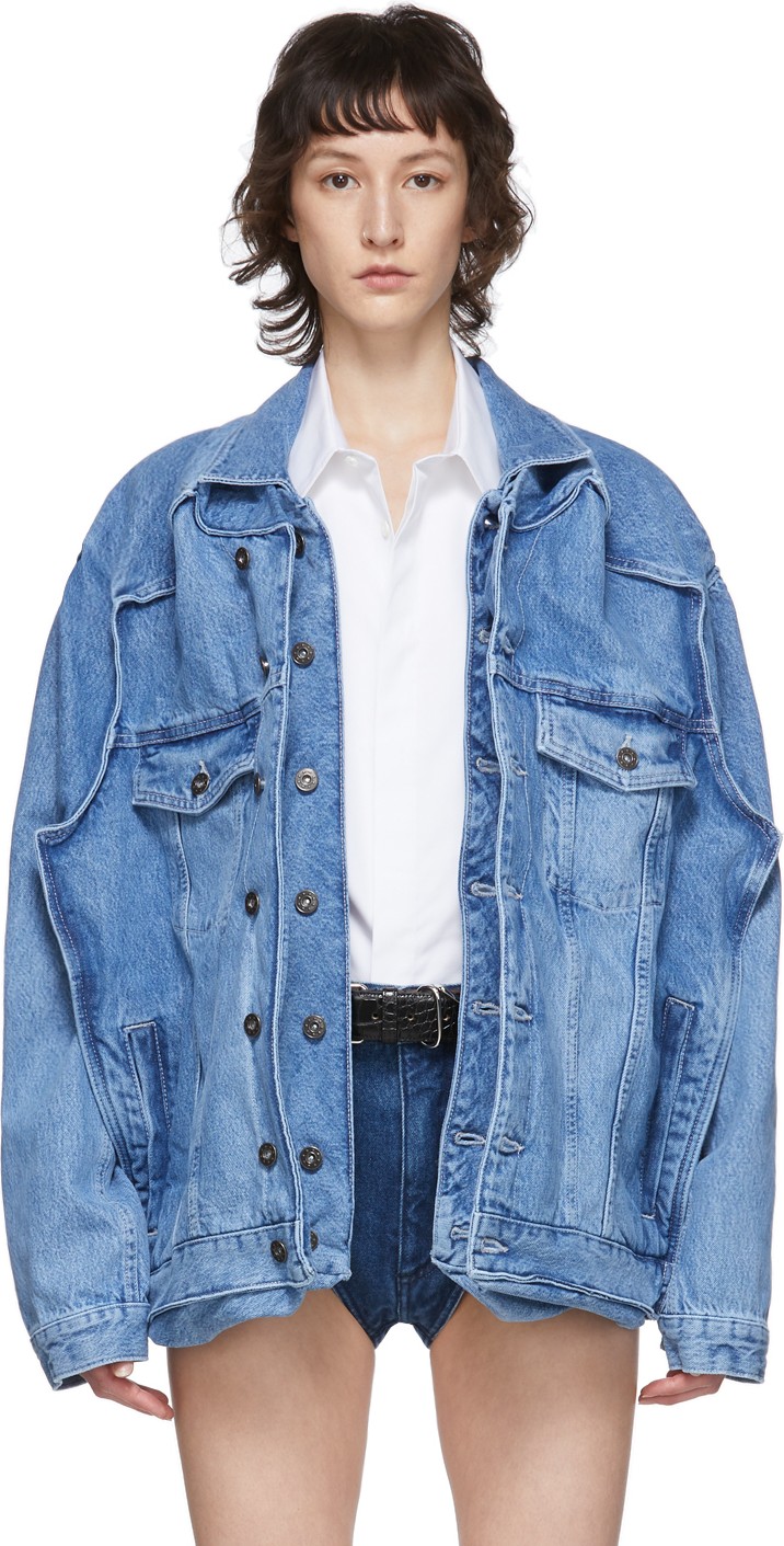 Y/Project SSENSE Exclusive Blue Denim Pop-Up Jacket