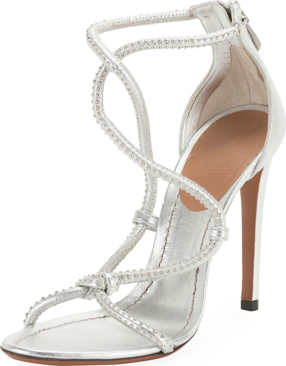 Alaïa Twisted Studded Metallic Leather Sandals