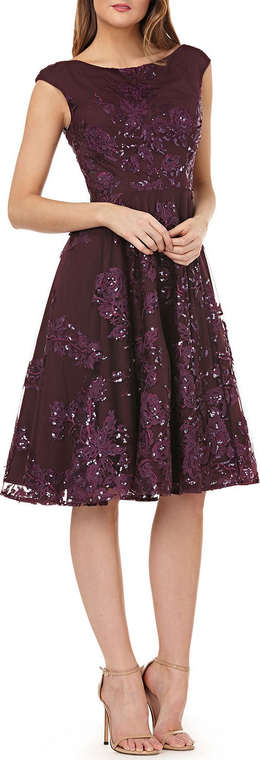 Kay Unger Extended sleeve sequin embro