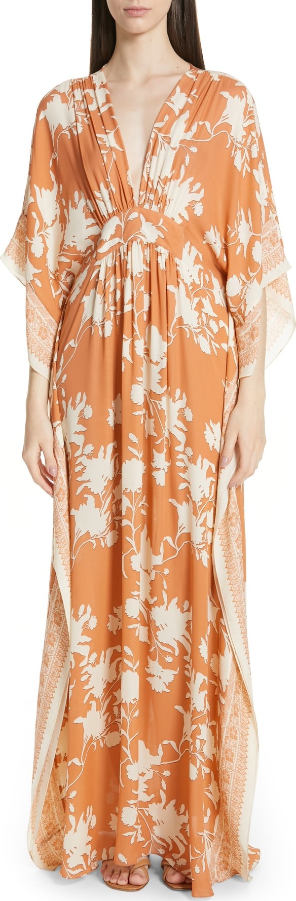 Johanna Ortiz Floral Print Silk Caftan Dress
