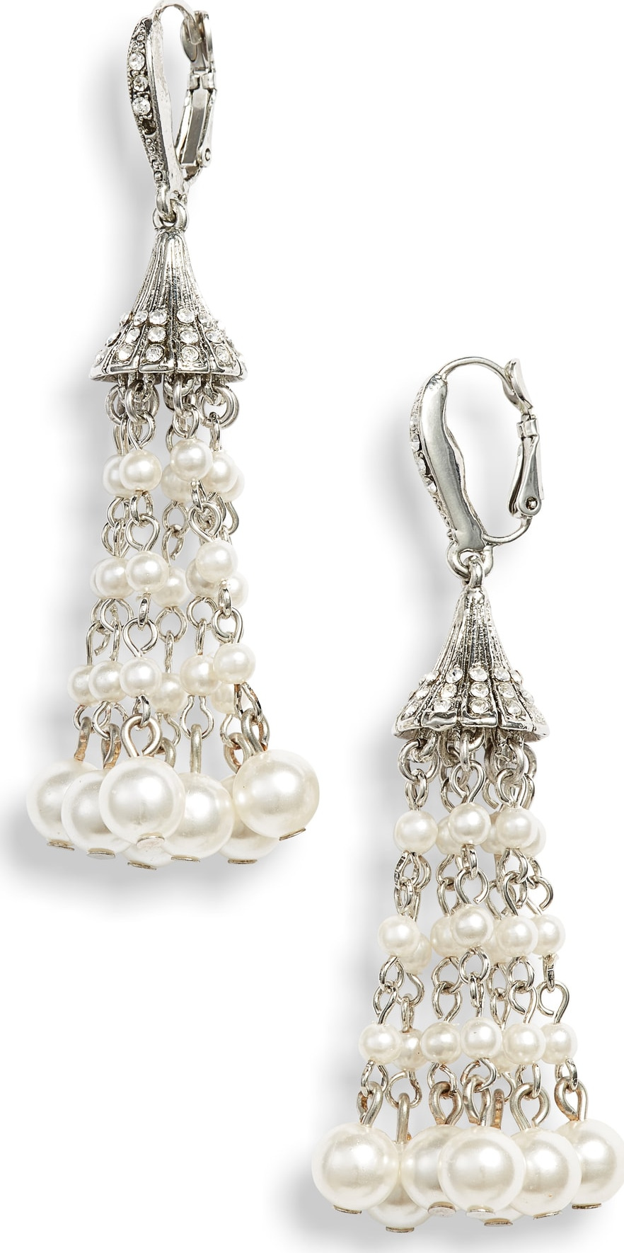 Oscar De La Renta Faux Pearl Tassel Earrings