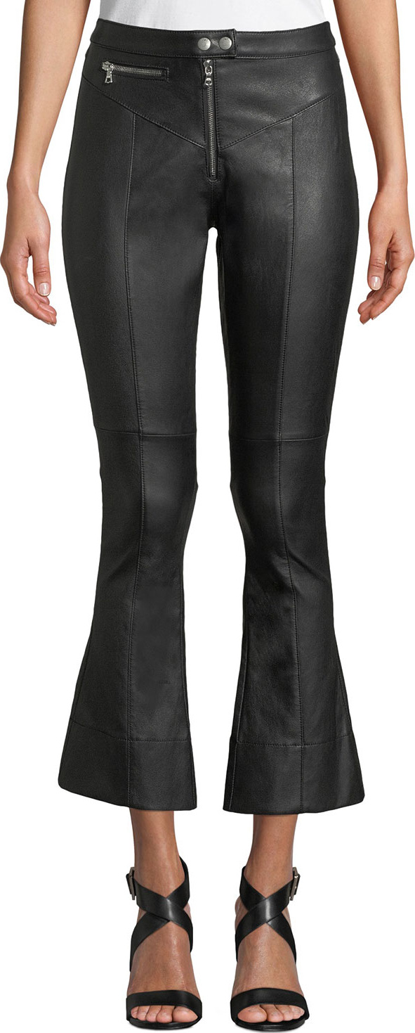 Cinq A Sept Marcelle Cropped Flare-Leg Leather Pants