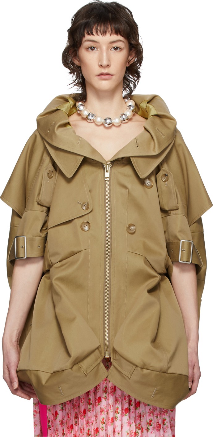 Junya Watanabe Beige Short Sleeve Trench Coat