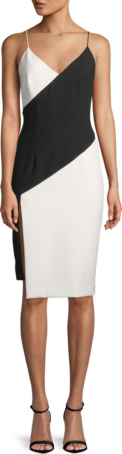 Black Halo Deetz Colorblock Sheath Dress with Slit