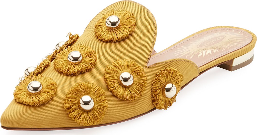 Aquazzura Sunflower Studded Mule Slide