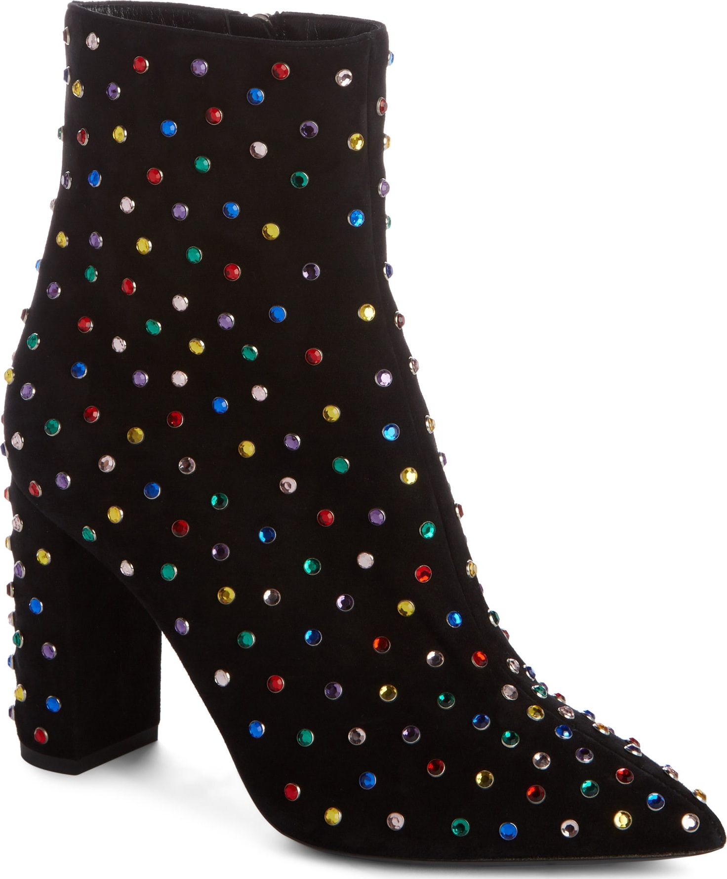 Saint Laurent Betty Crystal Stud Pointy Toe Bootie