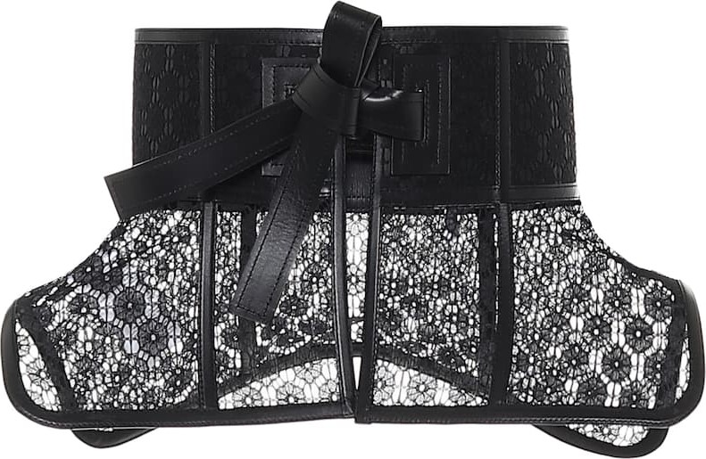 LOEWE Obi lace-trimmed leather corset belt