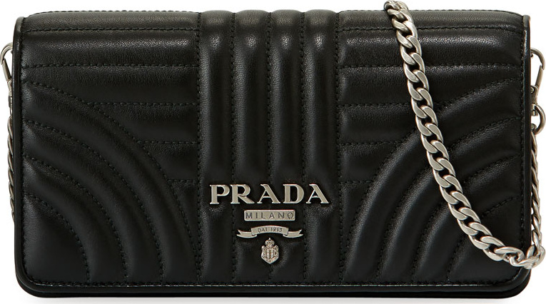 Prada Diagramme Mini Impunture Quilted Leather Crossbody Wallet Bag