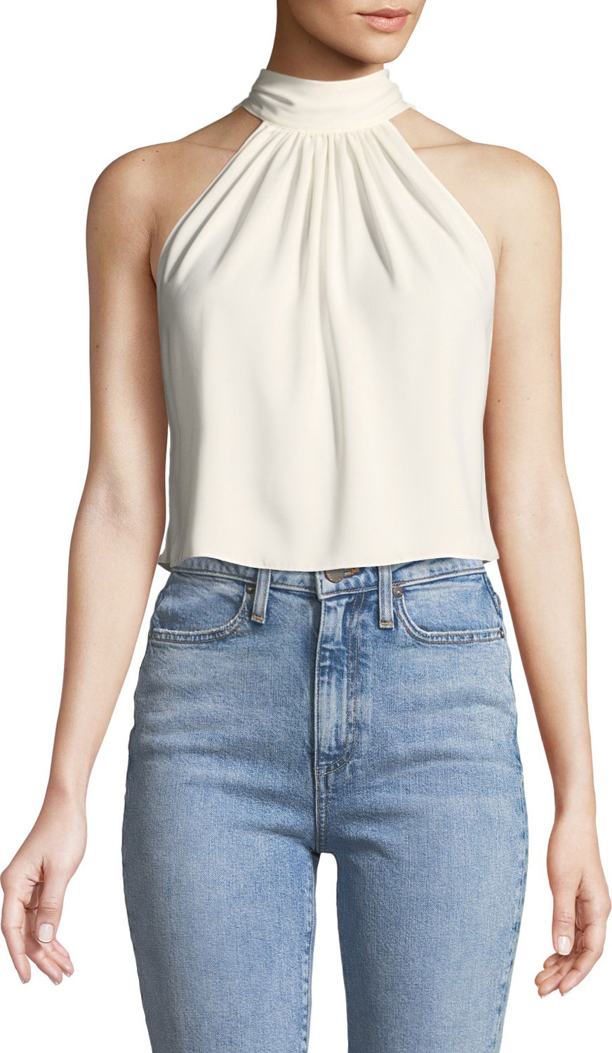 Ramy Brook Lena Cropped Tie-Neck Top