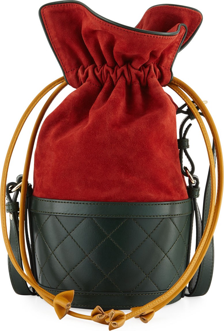 Carven Suede and Leather Bucket Bag