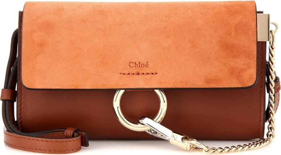 Chloe Faye Mini leather and suede wallet bag