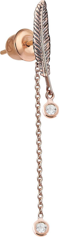 Kismet by Milka 14k Rose Gold Feather Diamond Stud Earring (Single)
