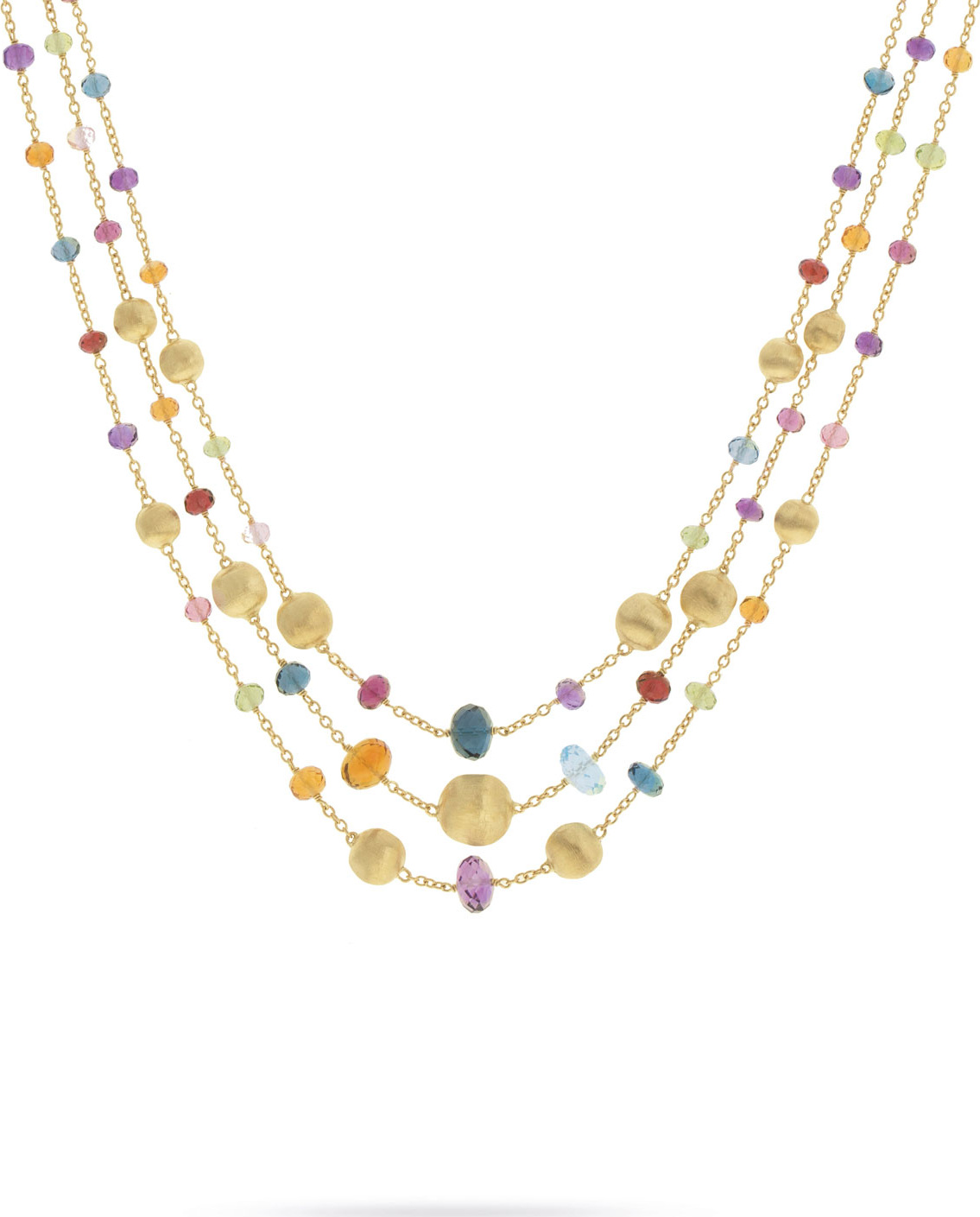 Marco Bicego Africa 18k Mixed Gemstone 3-Strand Necklace