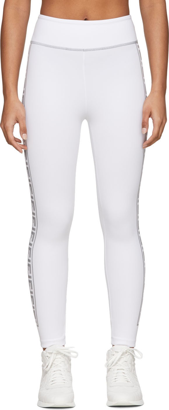 Fendi White & Silver 'Forever Fendi' Elastic Band Leggings