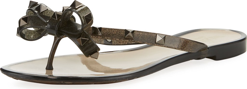Valentino Rockstud Flat Jelly Thong Sandals