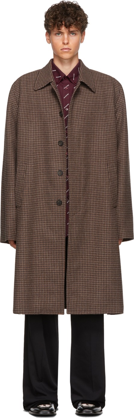 Balenciaga Brown Wool Square Shoulder Coat