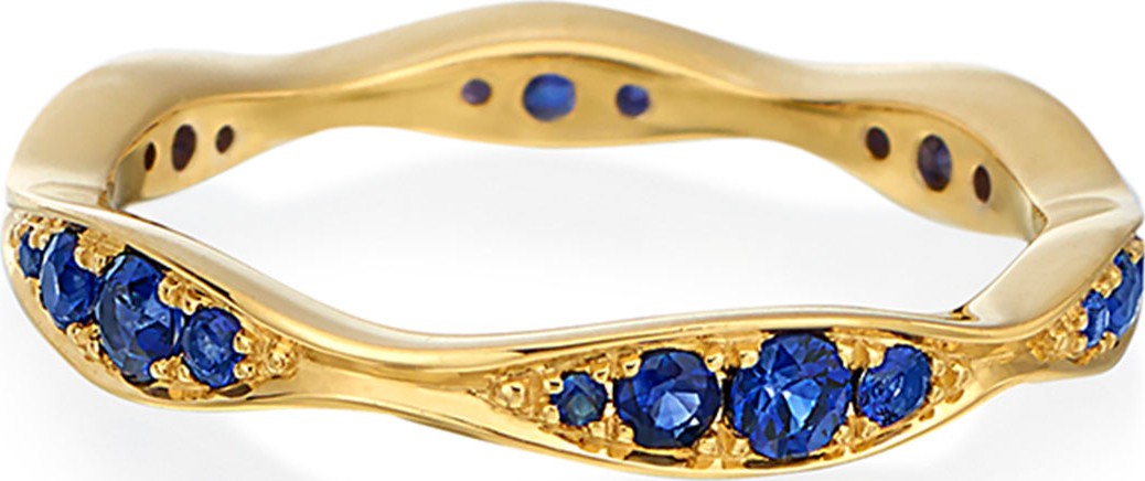 Maria Canale 18k Gold Blue Sapphire Narrow Wave Ring