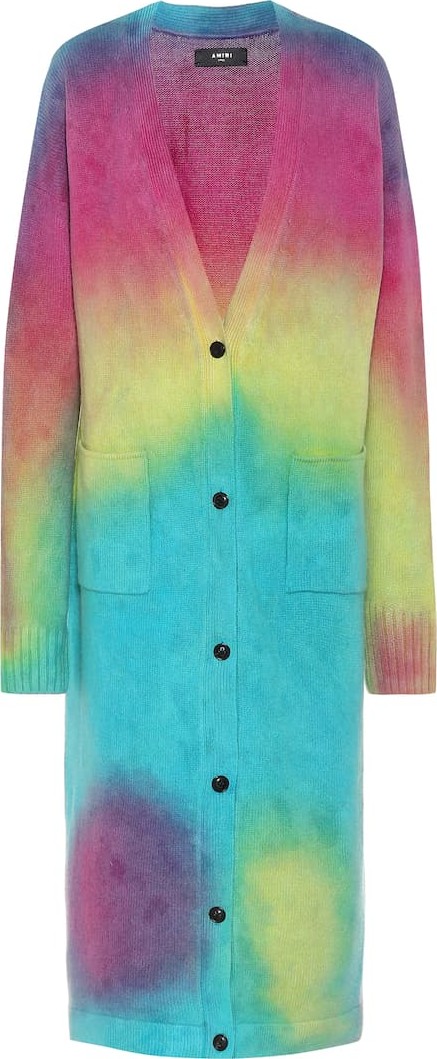 Amiri Tie-dye cashmere and wool cardigan