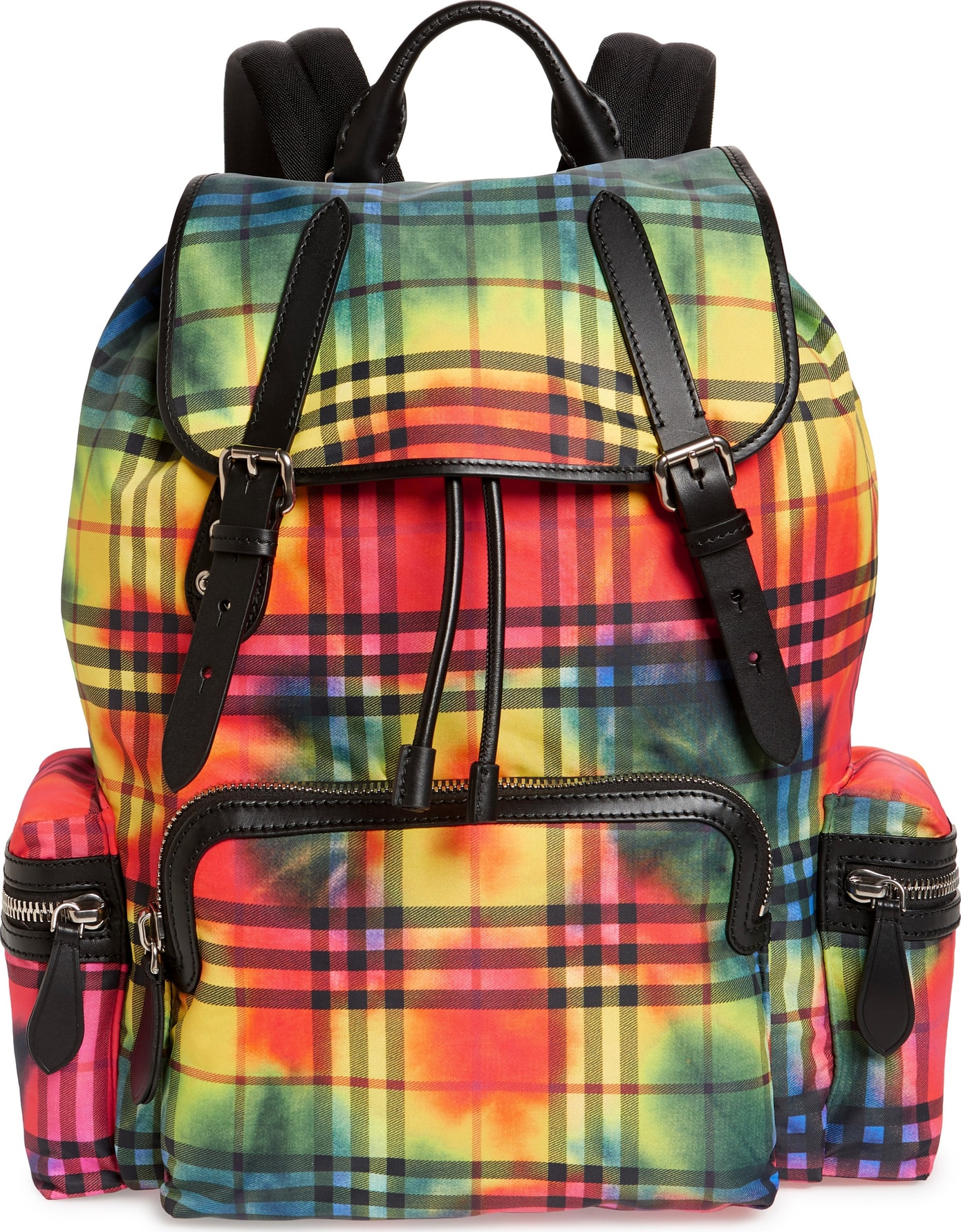 Burberry London England Large Tie Dye Print Vintage Check Nylon Rucksack