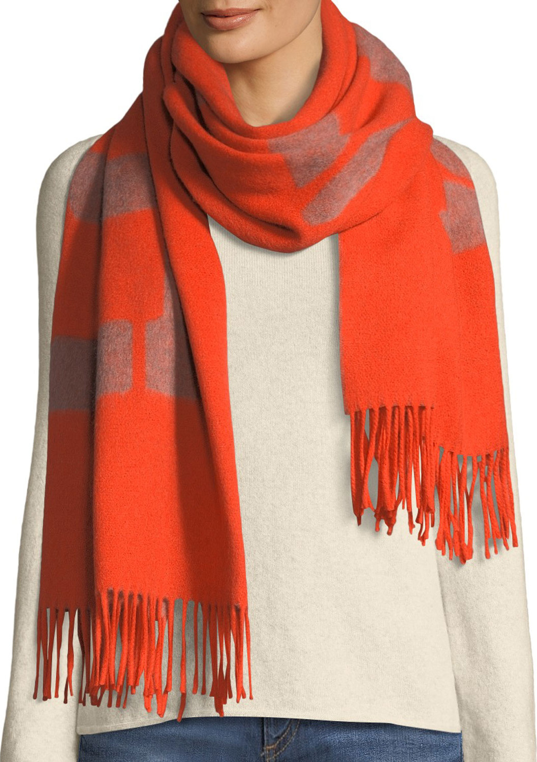 Rag & Bone Fringed Wool Graphic Scarf