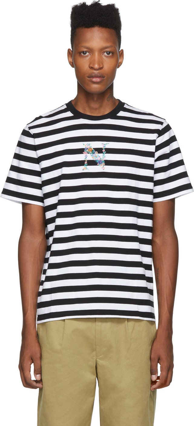 Noah NYC Black & White Striped Bouquet T-Shirt