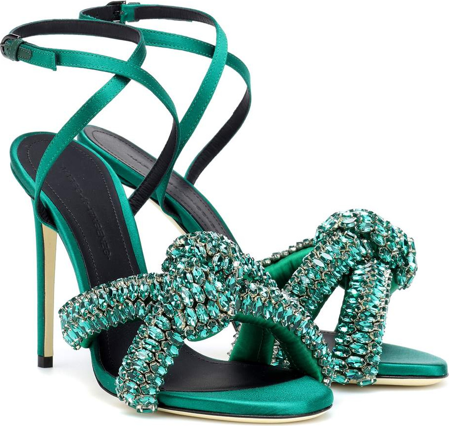 Marco De Vincenzo Crystal embellished satin sandals
