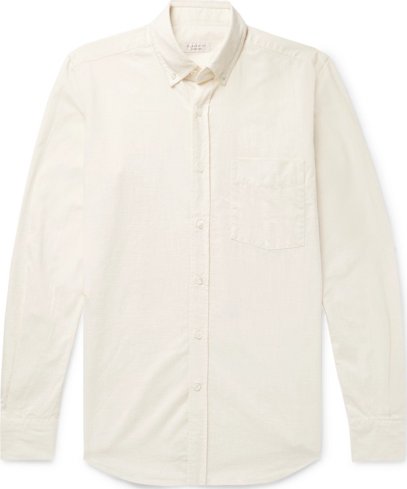 Incotex Button-Down Collar Textured-Cotton Shirt