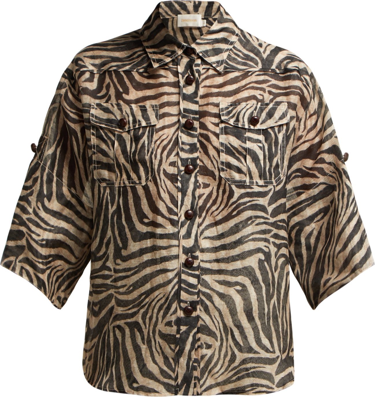 Zimmermann Corsage tiger-print linen-blend shirt