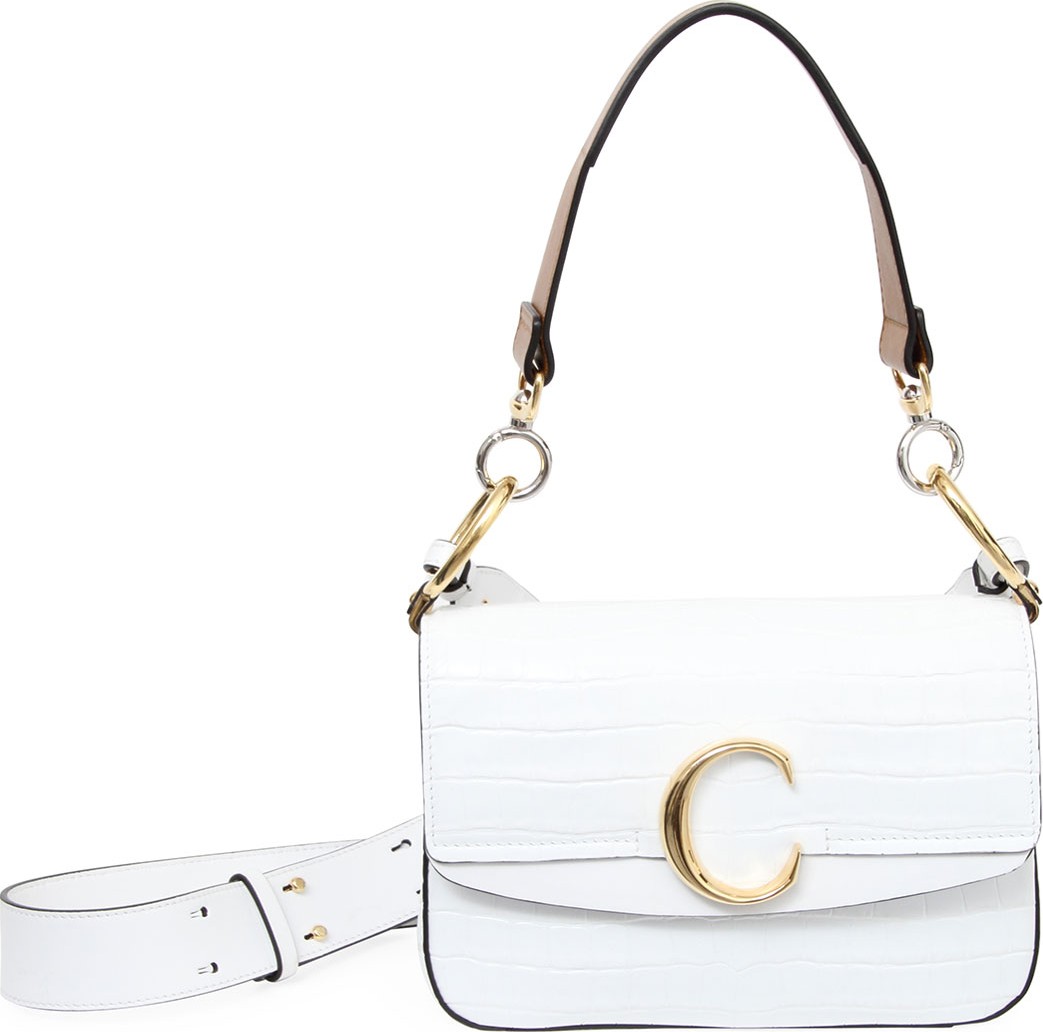 Chloe C Croc-Embossed Leather Shoulder Bag