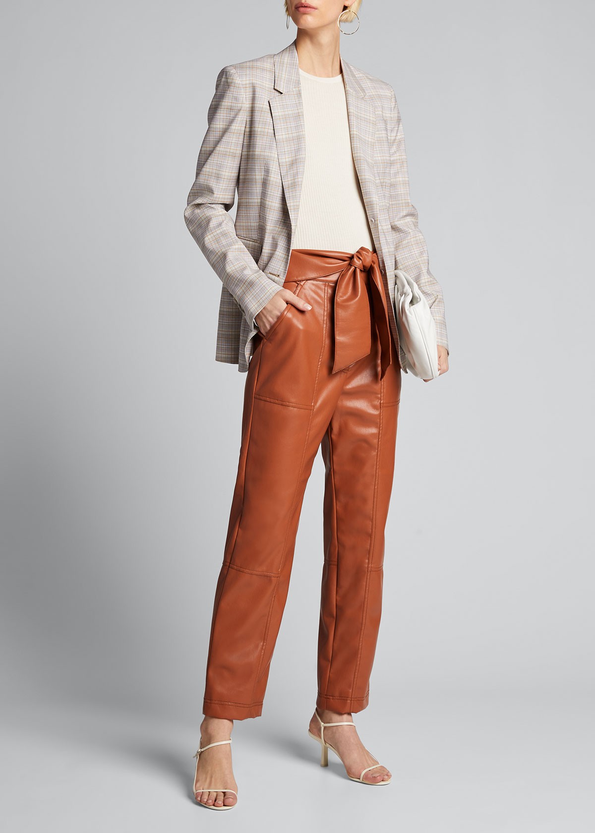 Jonathan Simkhai Vegan Leather Tie-Waist Pants