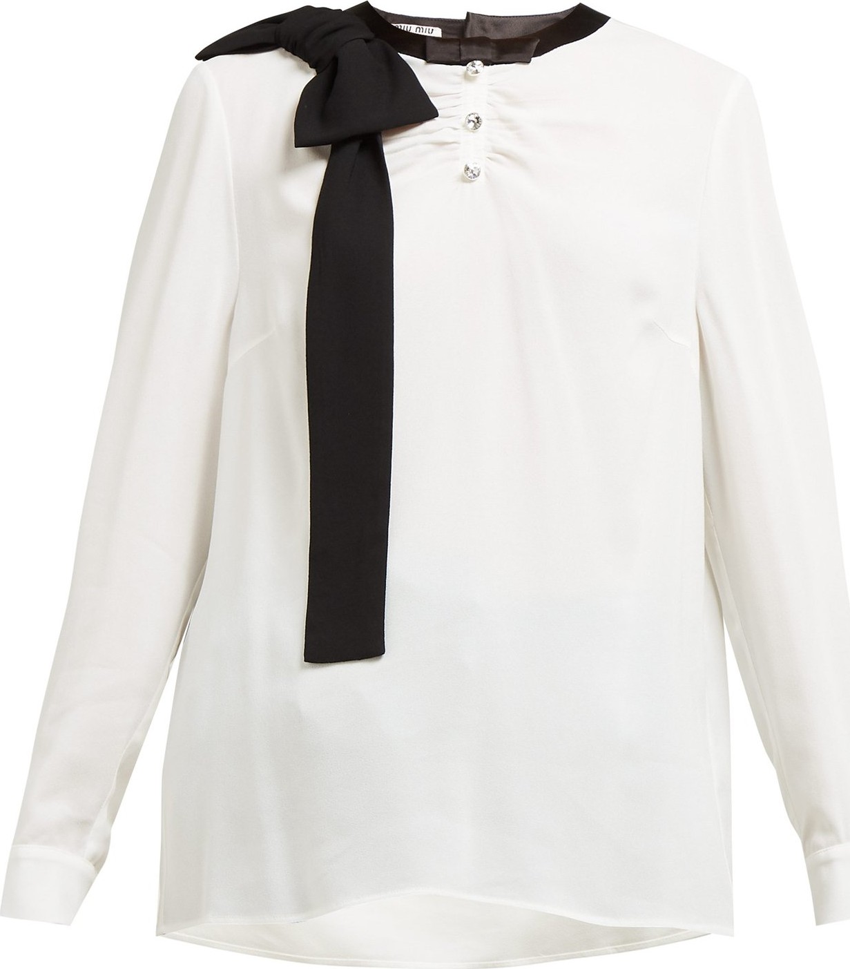 Miu Miu Bow and crystal-embellished crepe blouse