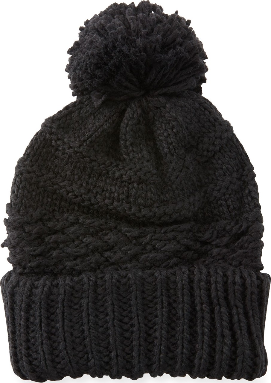 Rebecca Minkoff Chunky Knit Beanie Hat w/ Pompom Top