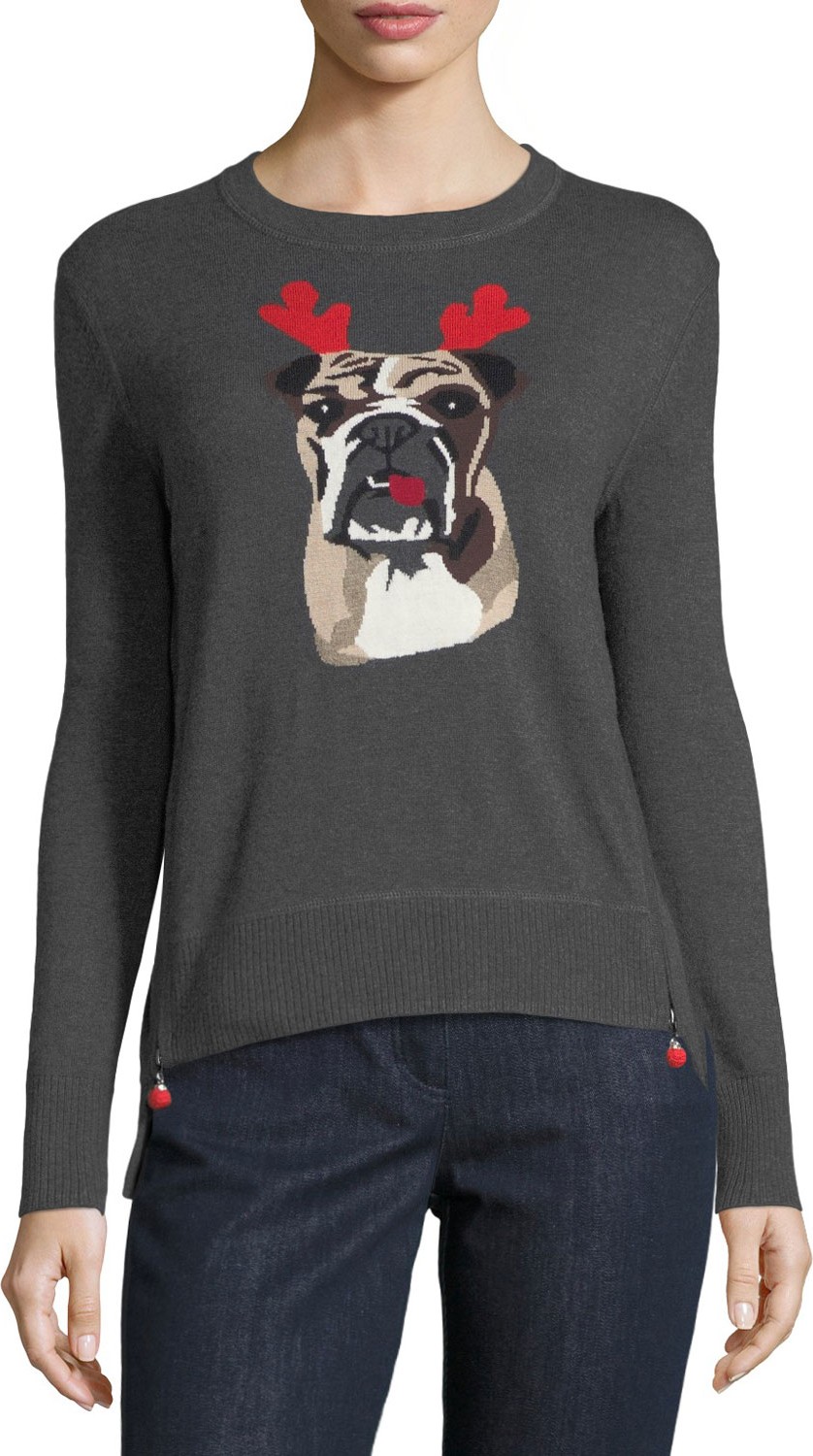 Lisa Todd Holiday Bulldog Cashmere Sweater