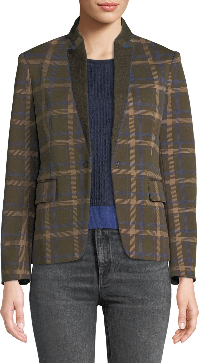 Rag & Bone Naomi Check Snap-Front Blazer