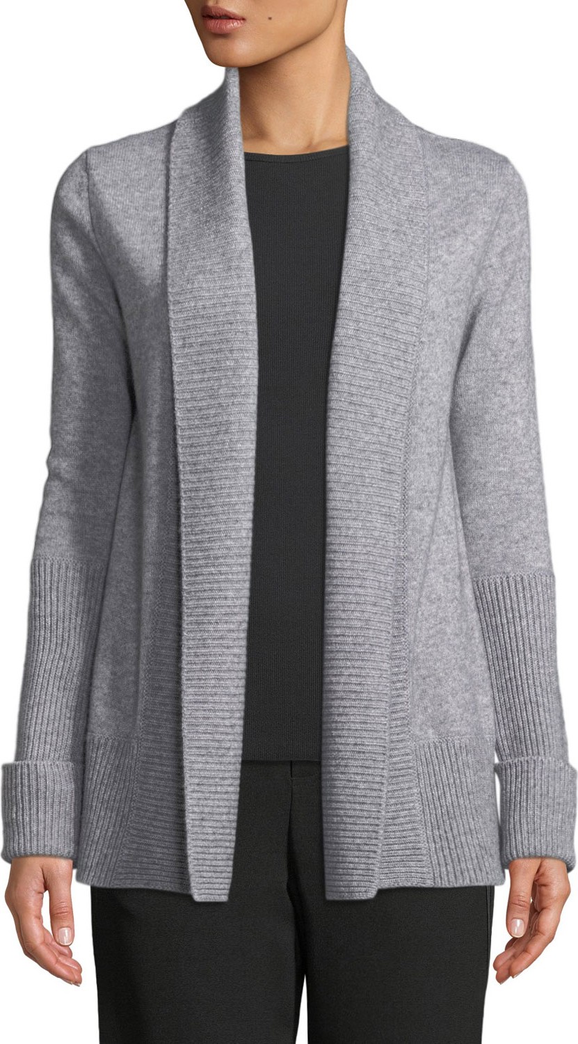 Vince Wide-Collar Open-Front Wool-Cashmere Cardigan