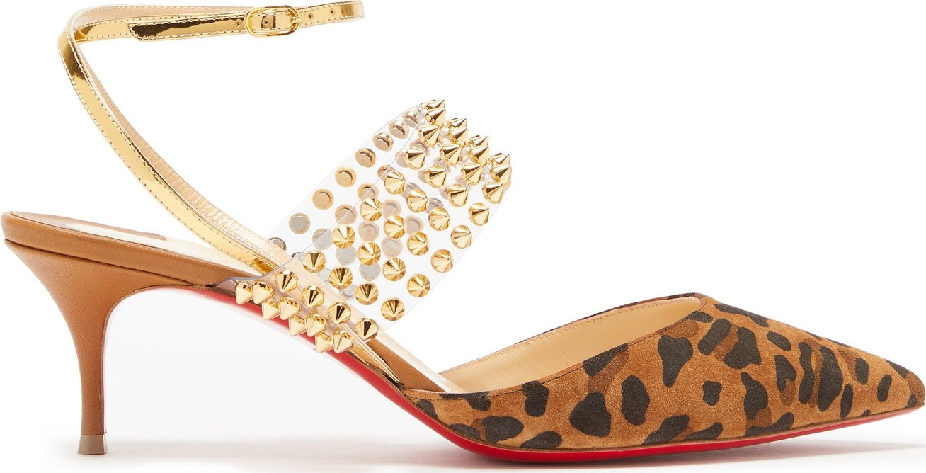 Christian Louboutin Levita 55 studded leopard-print suede pumps