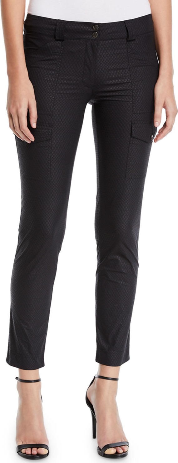 Anatomie Kate Skinny Cargo Python-Print Pants