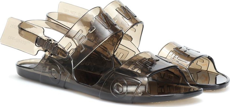 Off White Zip Tie Jelly sandals