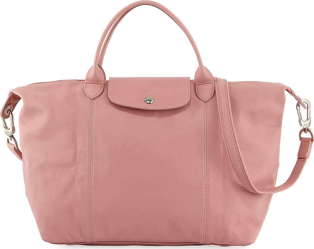 Longchamp Le Pliage Cuir Medium Handbag with Strap