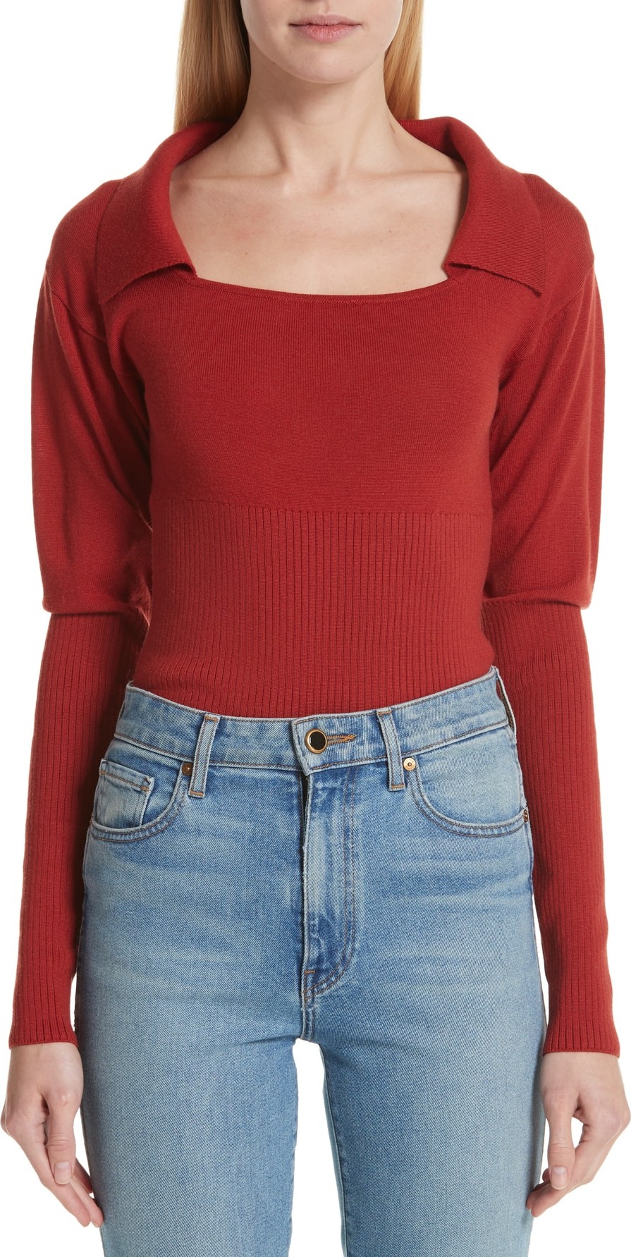 Jacquemus Square Neck Wool Polo Sweater