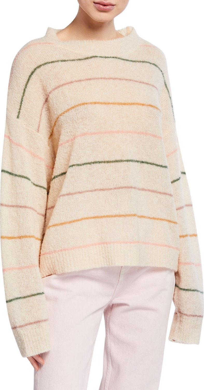 THE GREAT. The Pull Over Striped Sweater