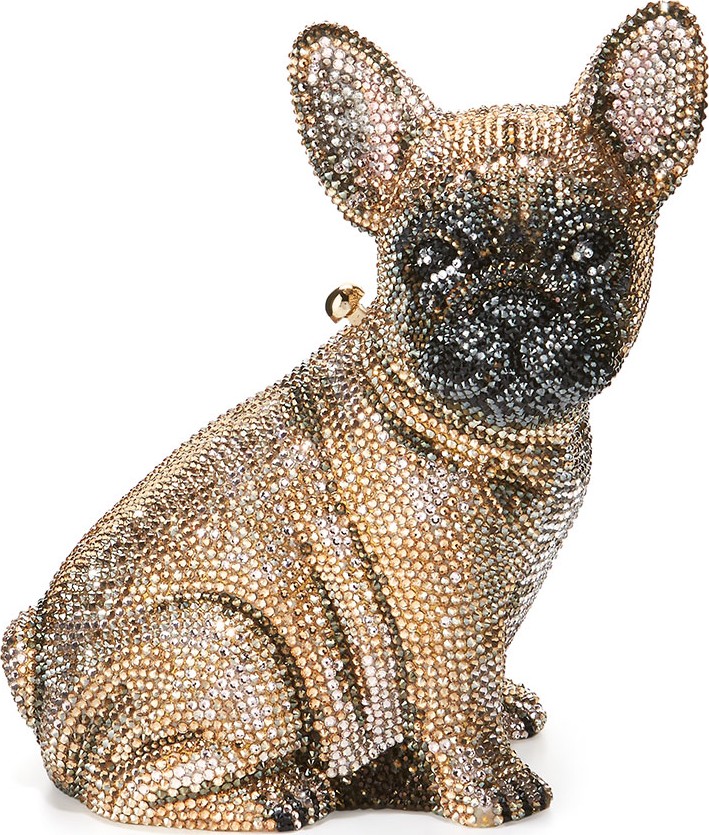 Judith Leiber Pierre French Bulldog Crystal Clutch Bag, Champagne