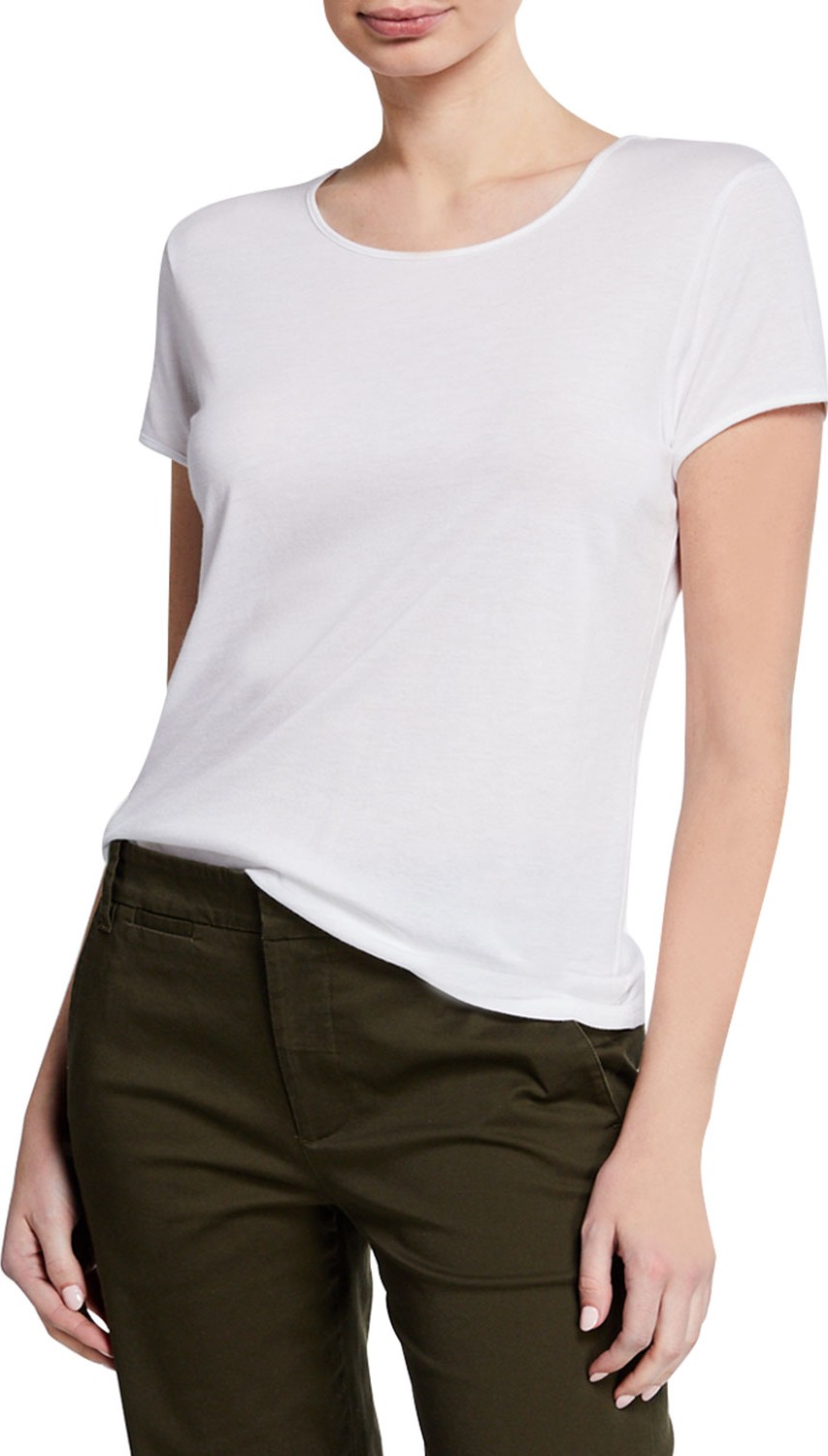 Vince Cotton-Modal Short-Sleeve Crewneck Tee