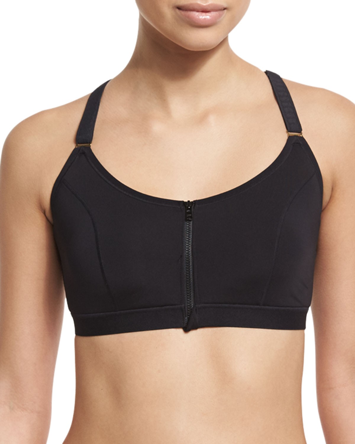 Natori Yogi Wireless Zip-Front High-Impact Sports Bra, Black