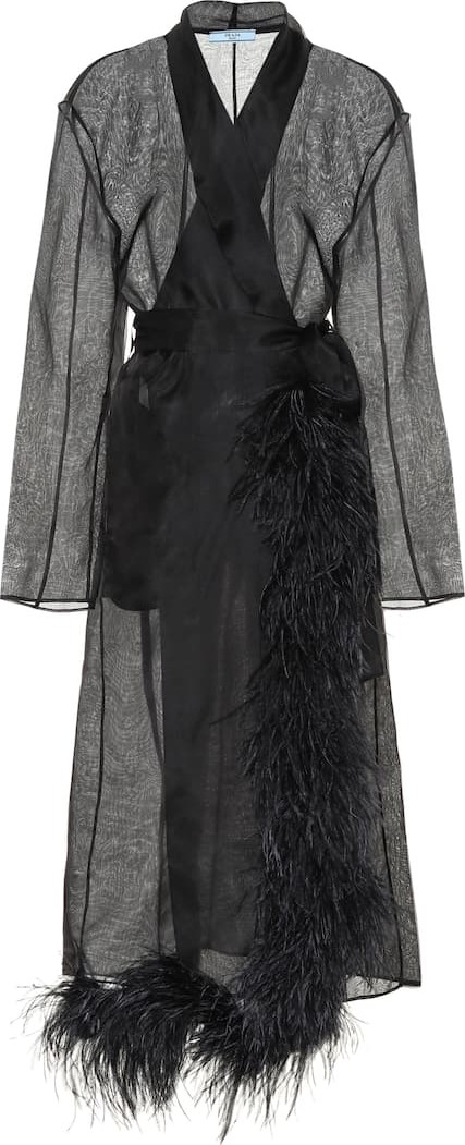 Prada Feather-trimmed silk organza coat