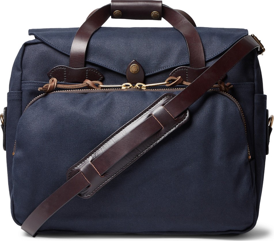 Filson Leather-Trimmed Twill Briefcase