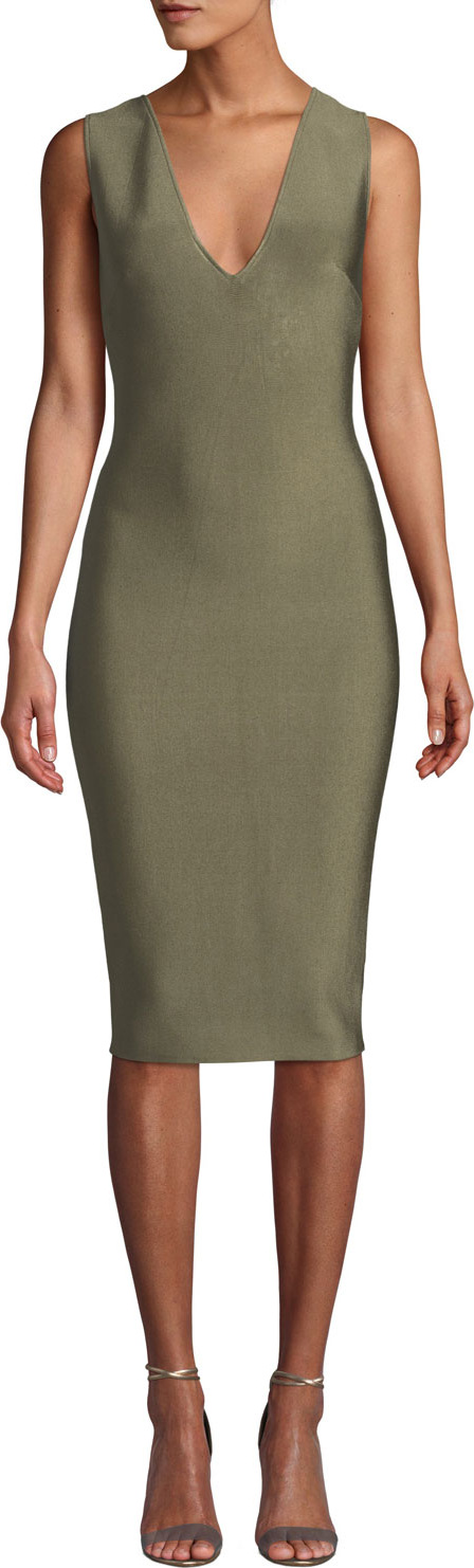 Misha Collection Solange V-Neck Knitted Bodycon Cocktail Dress