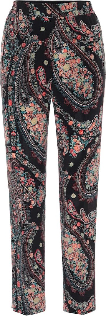 Etro High-rise straight silk pants