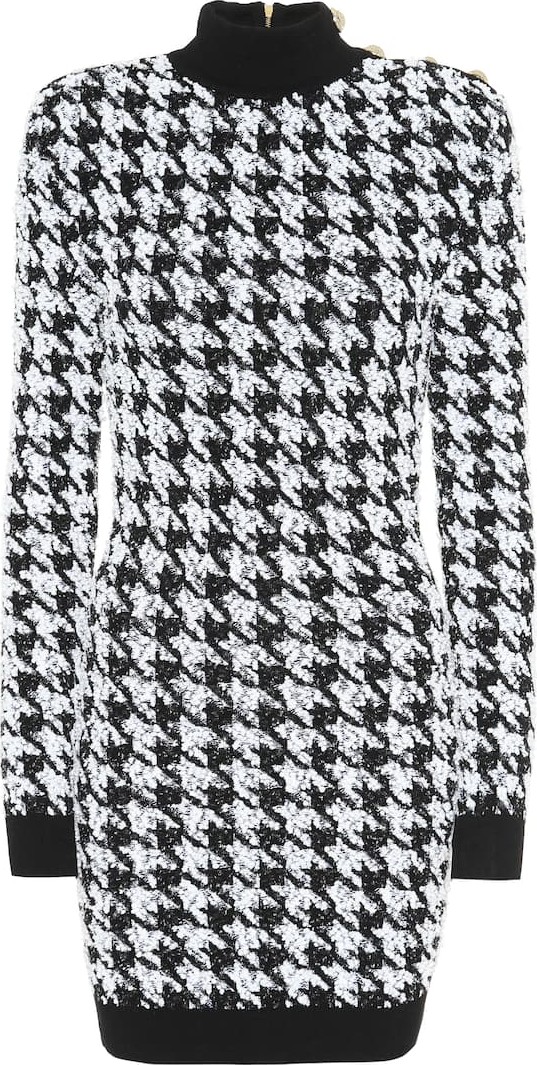 Balmain Houndstooth bouclé knit minidress