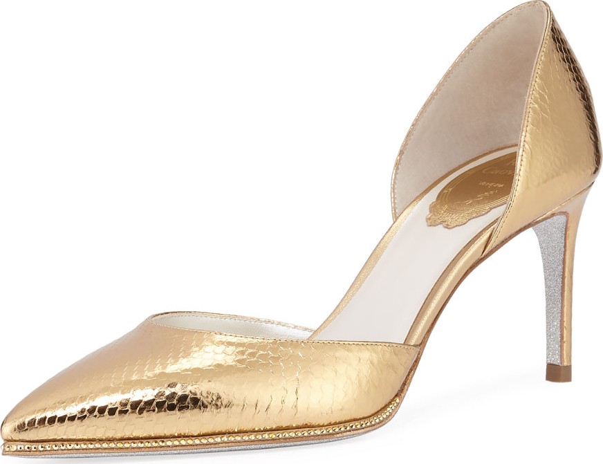 Rene Caovilla Metallic Python d'Orsay Pumps